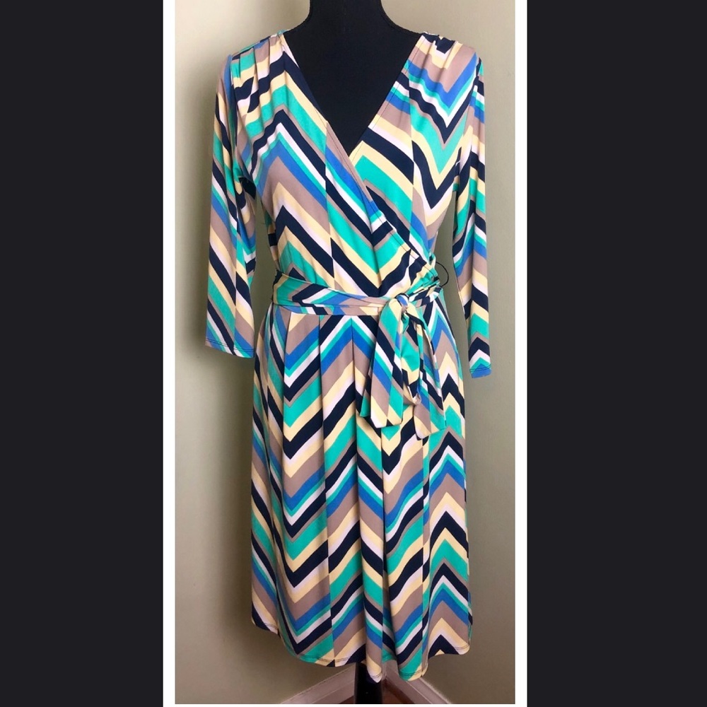 Liz Claiborne striped wrap dress size M